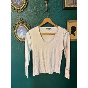 Lilla P Pima Cotton Long Sleeve Tee, White And Green,Size Medium